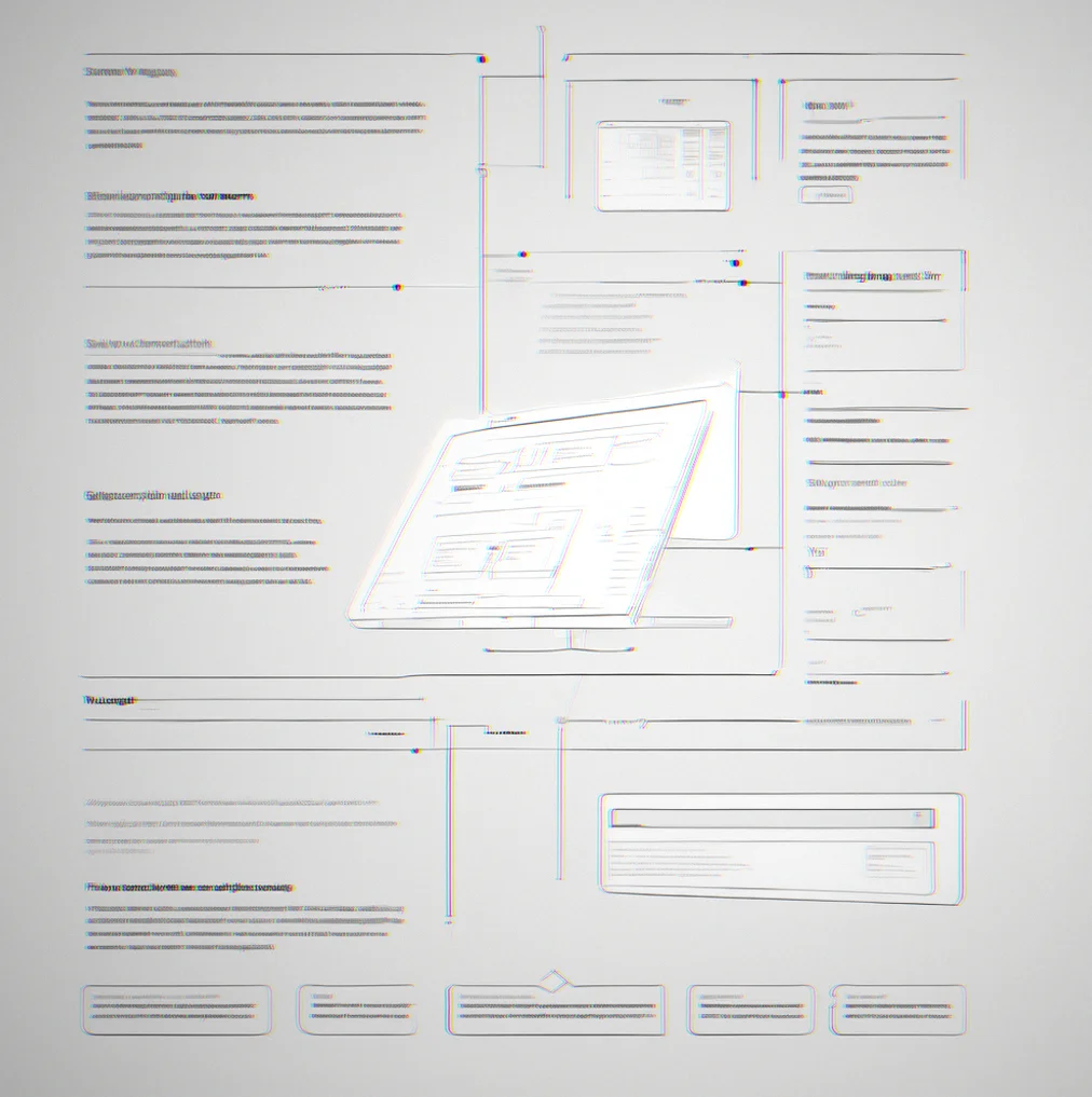 Wireframe of a simple website layout with plenty of breathing room and a logical flow through content sections for a B2B service